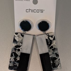 Chico's Black White Marbled Drop Earrings